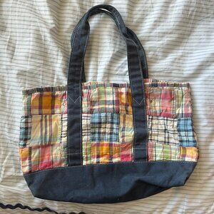 J.Crew Colorful Plaid Tote Purse